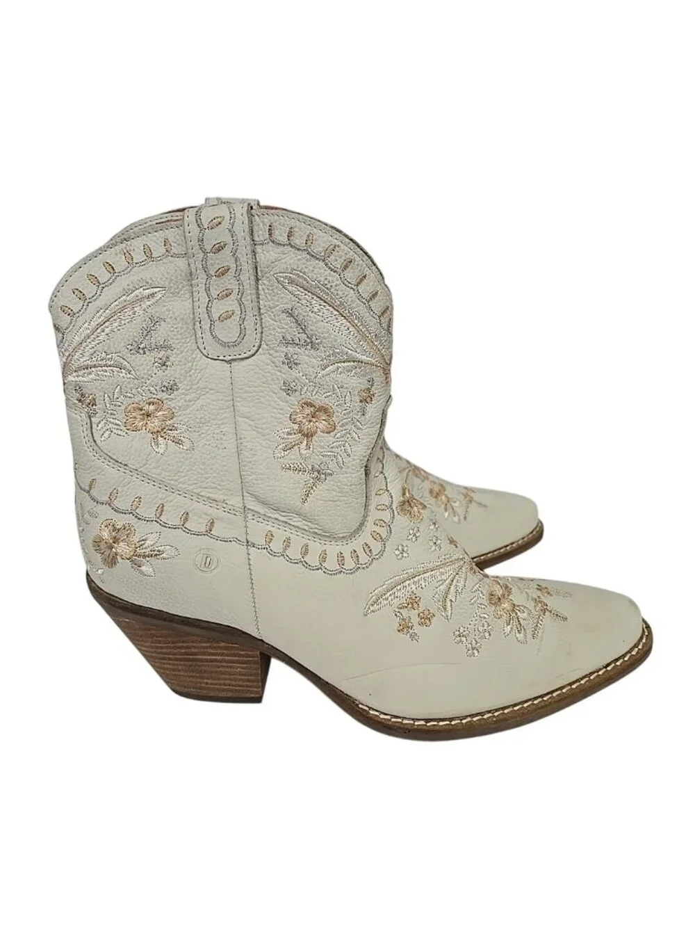 Dingo Women's Primrose Snip Toe Western Ankle Boots DI748 White-Floral Size 11M - Picture 2 of 9